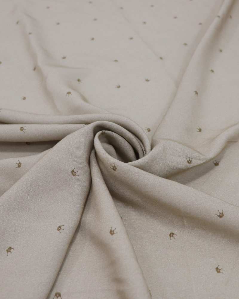 Tecido Viscose Barrado Floral e Coelhos Preto e Bege