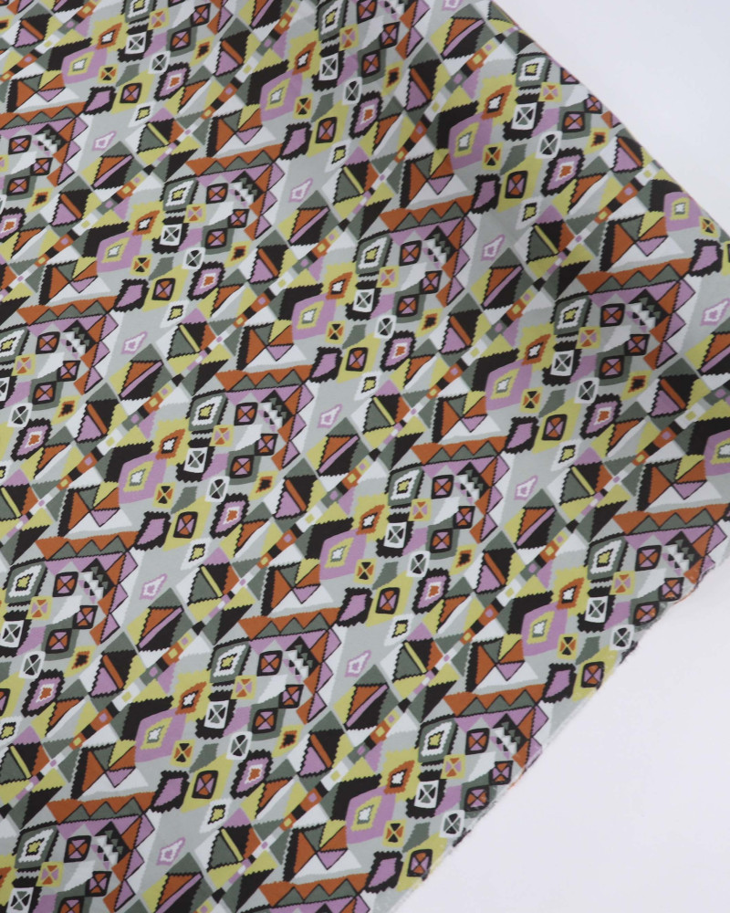 Tecido Viscose Estampa Multi Geométrico Colorido