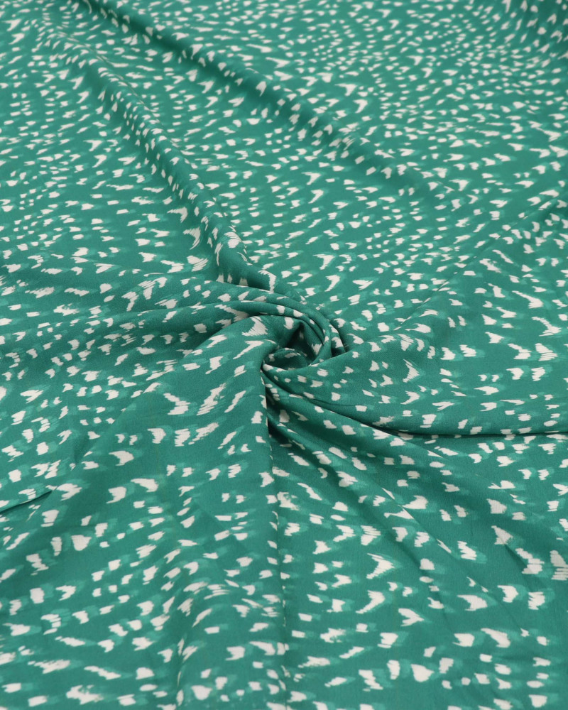 Tecido Viscose Pingos Abstratos Sombreado Offwhite e Verde Tiffany