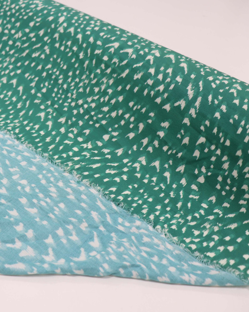 Tecido Viscose Pingos Abstratos Sombreado Offwhite e Verde Tiffany