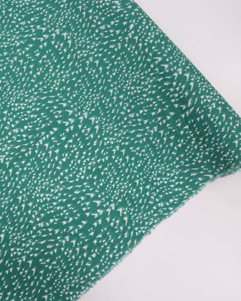 Tecido Viscose Pingos Abstratos Sombreado Offwhite e Verde Tiffany
