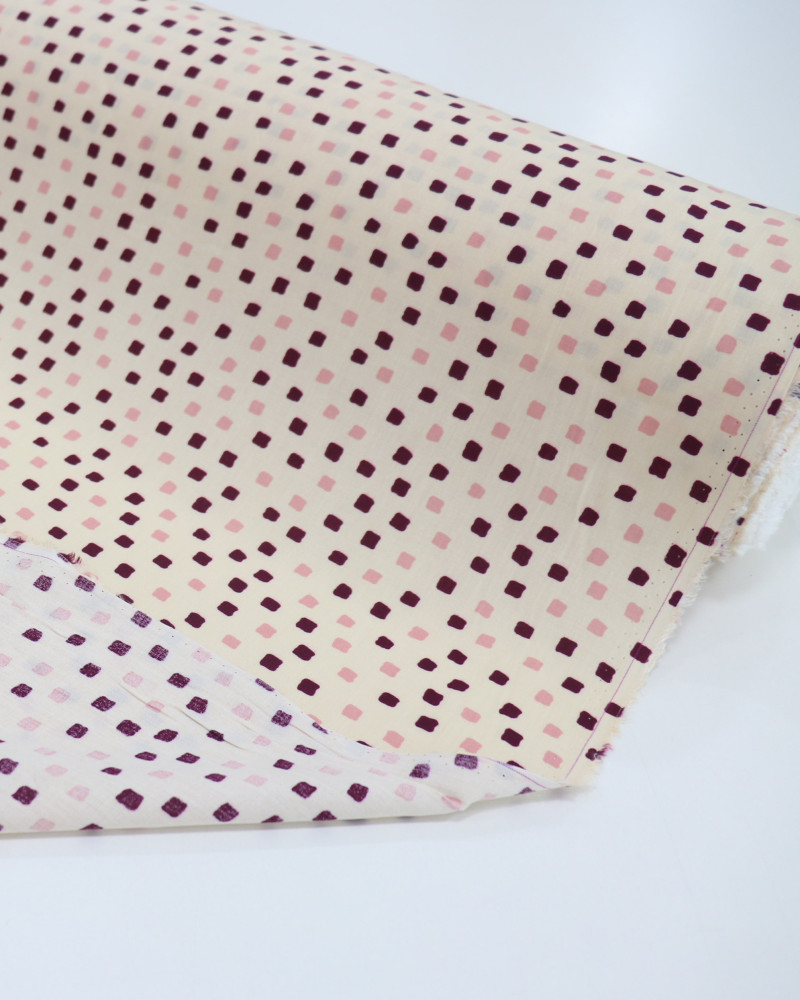 Tecido Viscose Micro Geométrico Rosa, Roxo e Creme