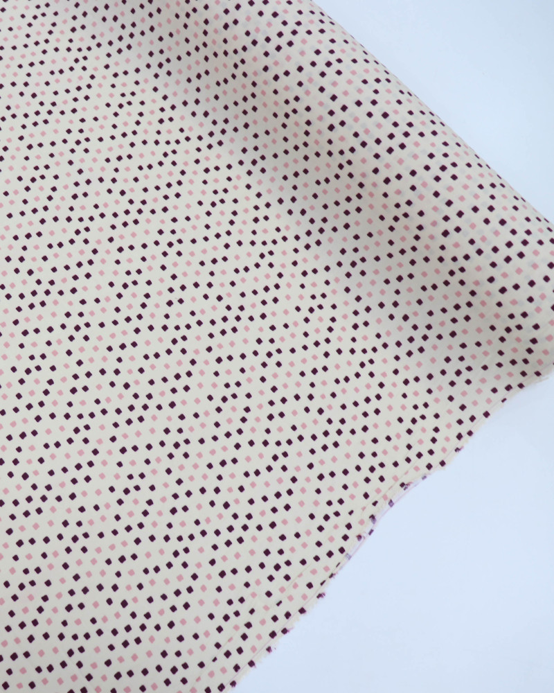 Tecido Viscose Micro Geométrico Rosa, Roxo e Creme