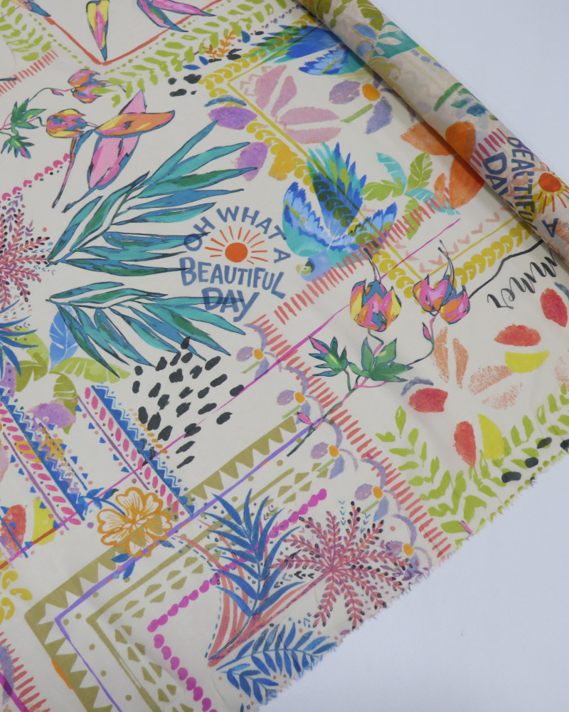 Tecido Crepe de Alfaiataria Italiano Multi Estampado Colorido