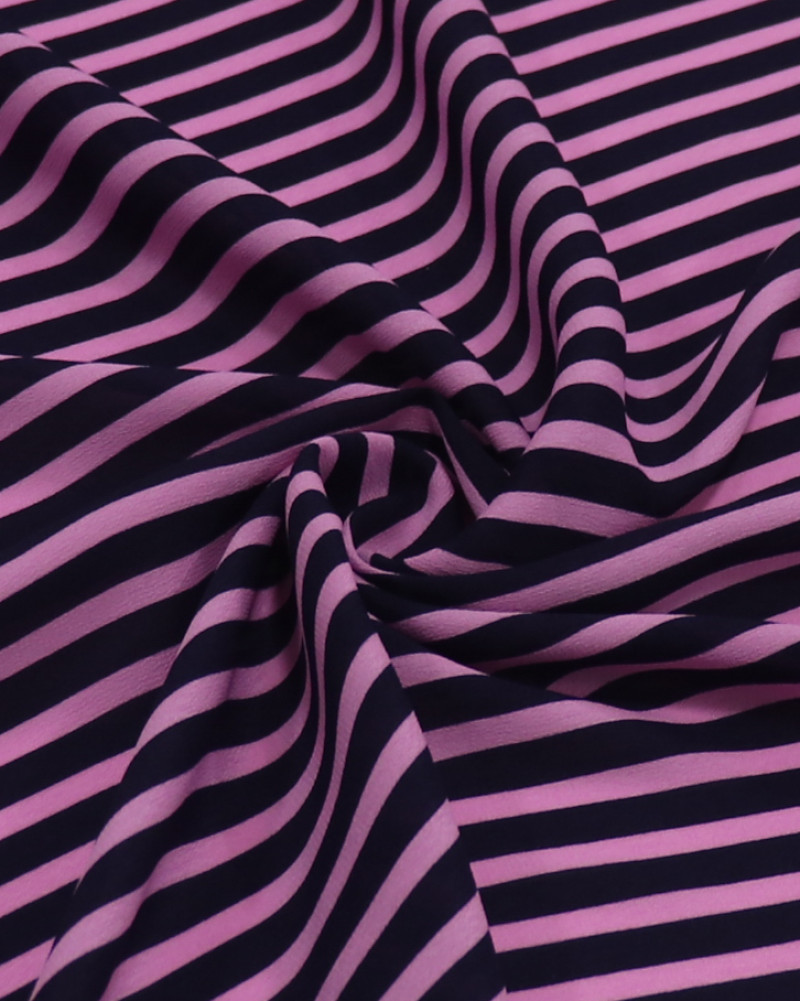 Tecido Crepe Chiffon Italiano Listrado Azul Marinho e Rosa