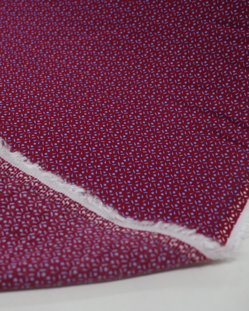 Tecido Viscose Acetinada Italiano Micro Estampado Azul Bebê e Rosa