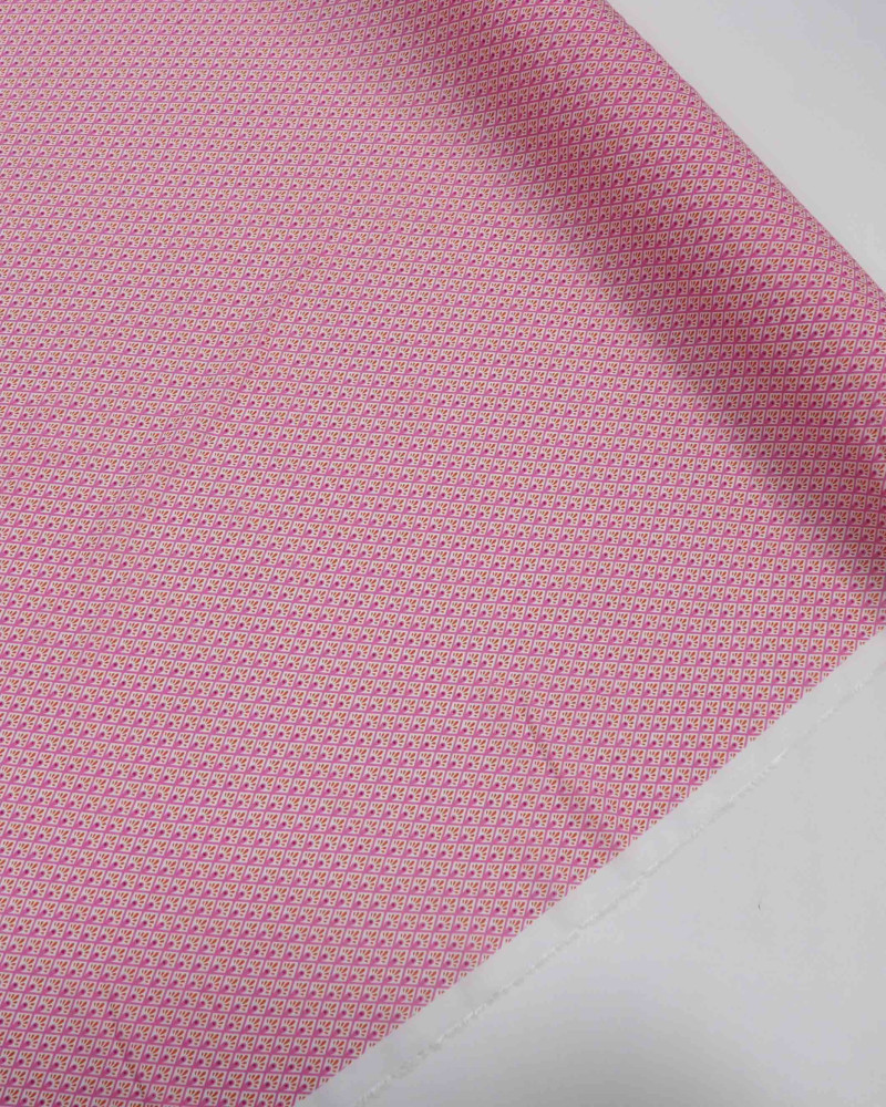 Tecido Viscose Italiano Micro Estampado Geométrico Vermelho e Rosa