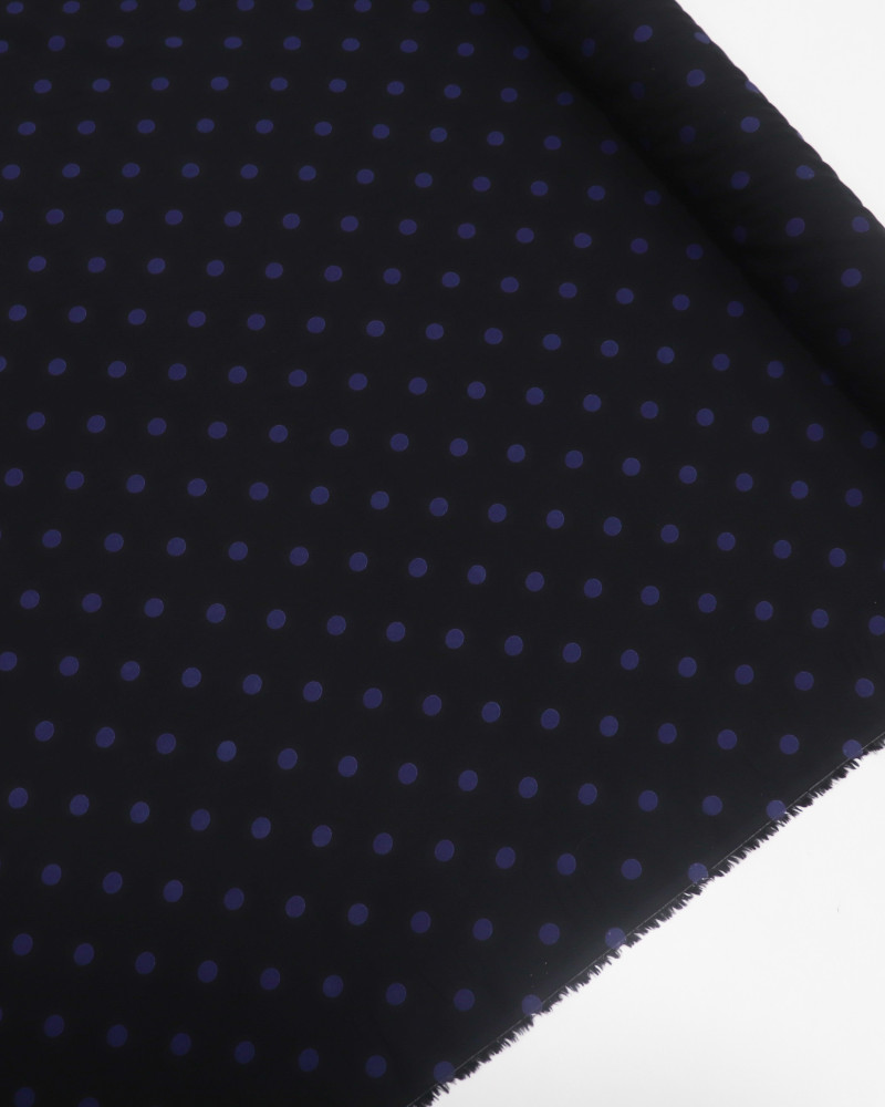 Tecido Viscose Fina Italiano Poá Azul Marinho e Preto