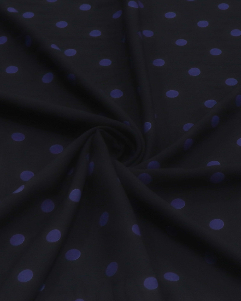Tecido Viscose Fina Italiano Poá Azul Marinho e Preto