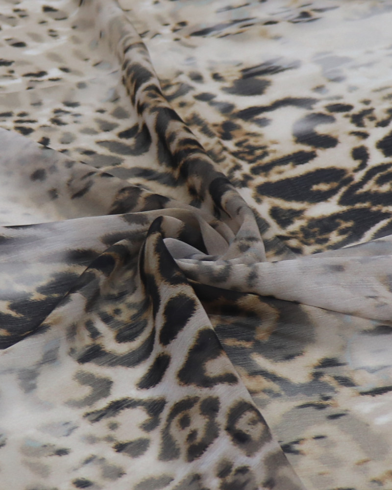 Tecido Crepe Chiffon Italiano Animal Print Clássico Estonado