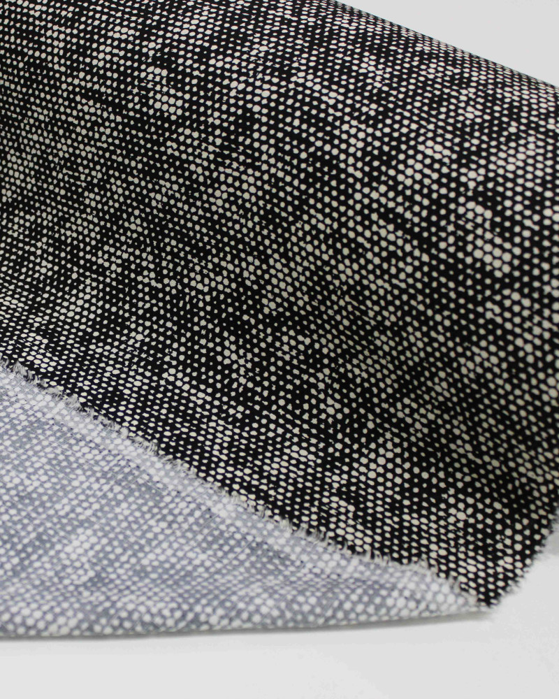 Tecido Viscose Texturizada Micro Pingos Irregulares Bege e Preto