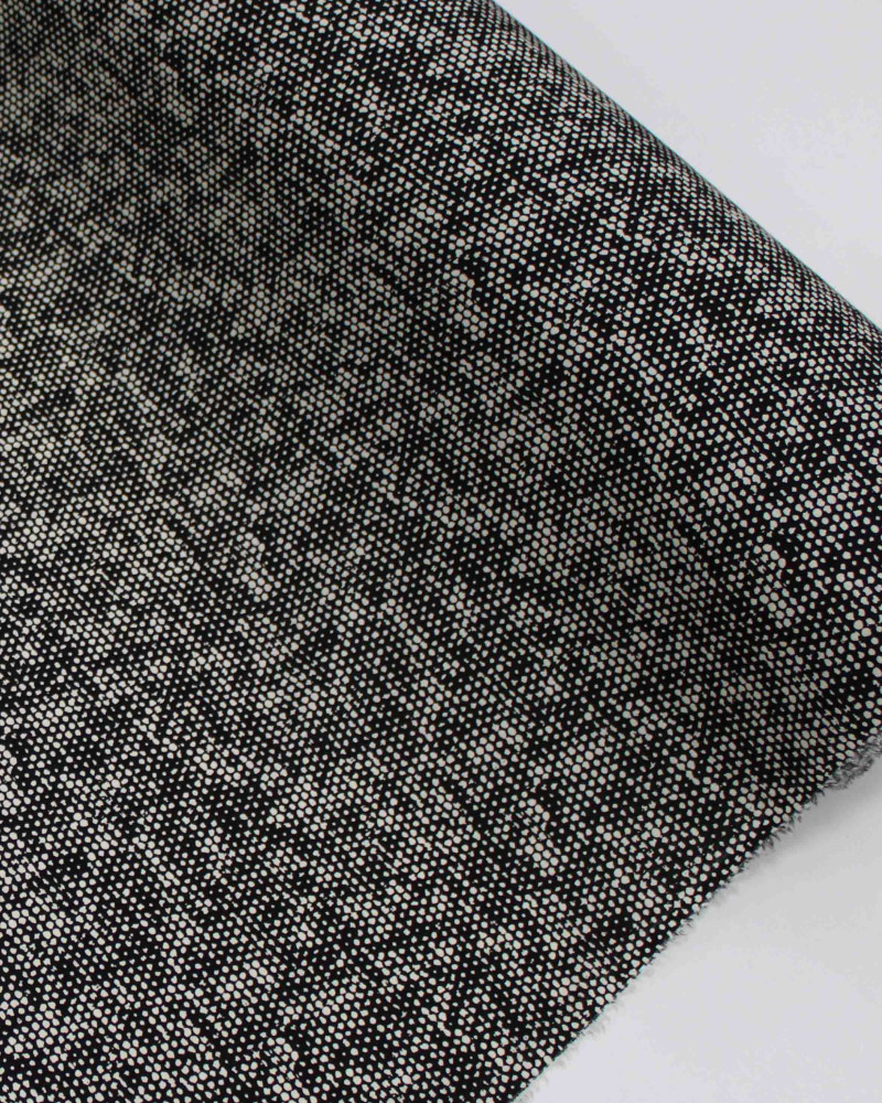 Tecido Viscose Texturizada Micro Pingos Irregulares Bege e Preto