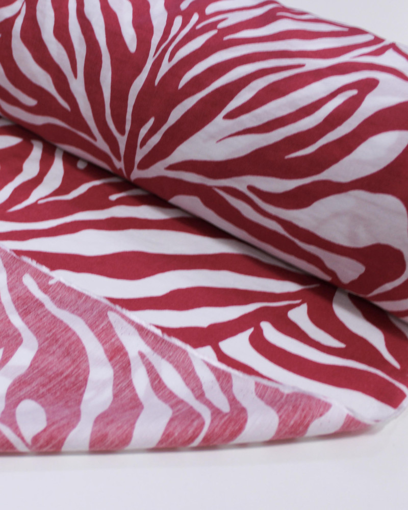 Tecido Viscose Mista com Poliamida Grosso Estampa Abstrata Rosa e Branco