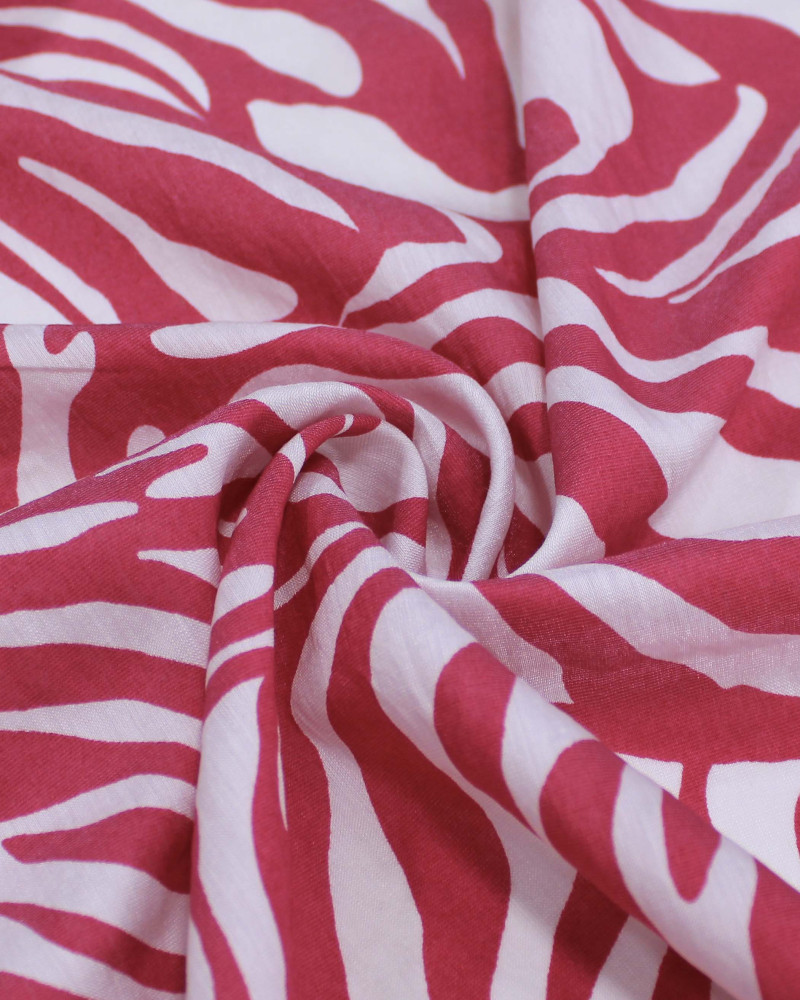 Tecido Viscose Mista com Poliamida Grosso Estampa Abstrata Rosa e Branco