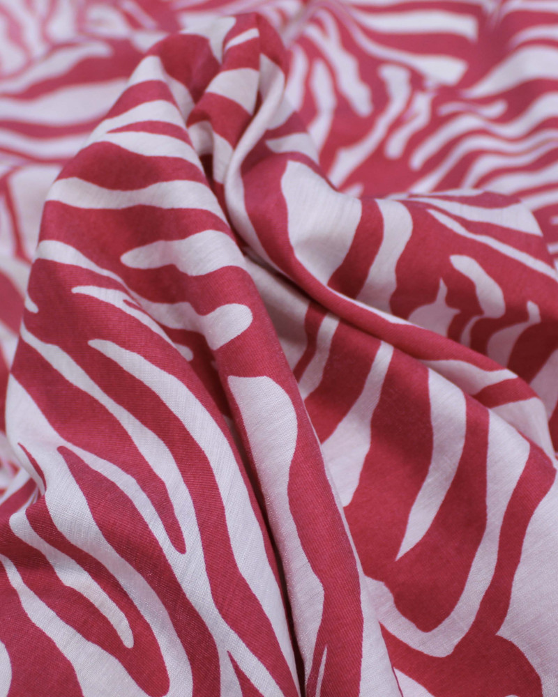 Tecido Viscose Mista com Poliamida Grosso Estampa Abstrata Rosa e Branco