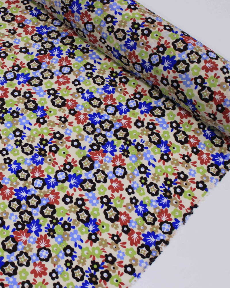 Tecido Viscose Mista com Poliamida Campo Floral Colorido