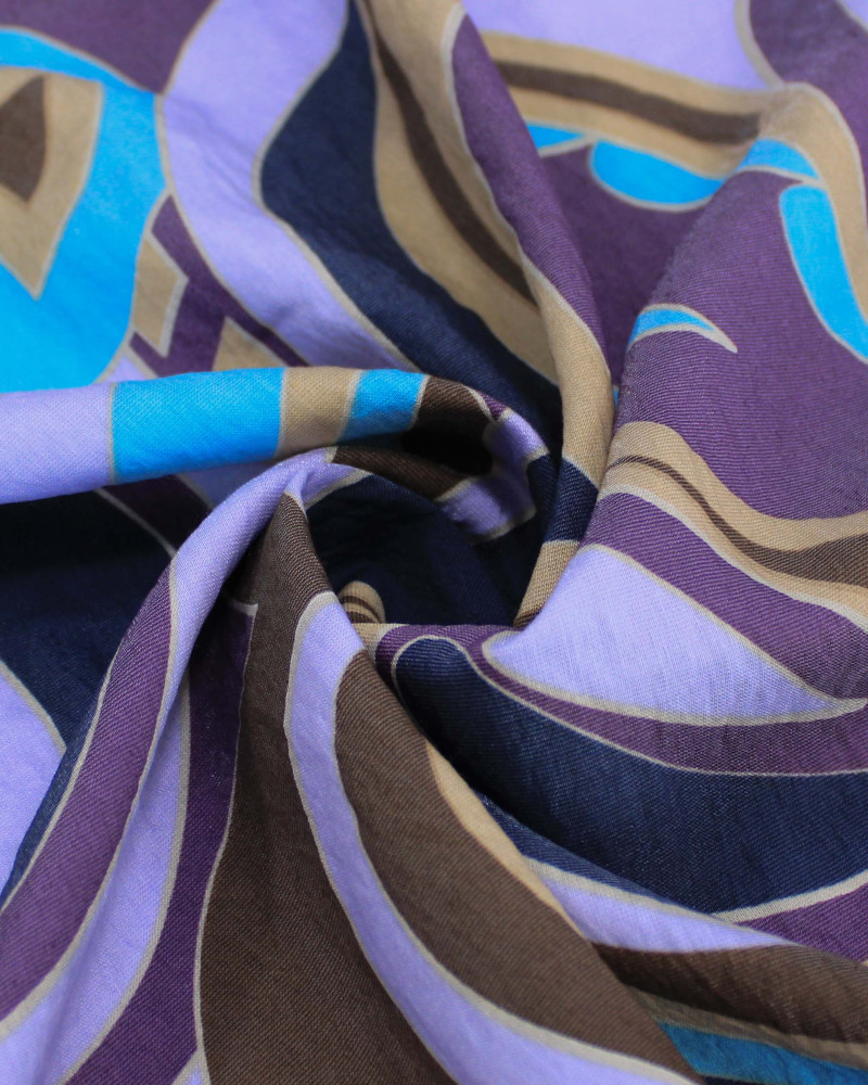 Tecido Viscose Mista com Poliamida Grosso Macro Cashmere Tons Frios e Lilás