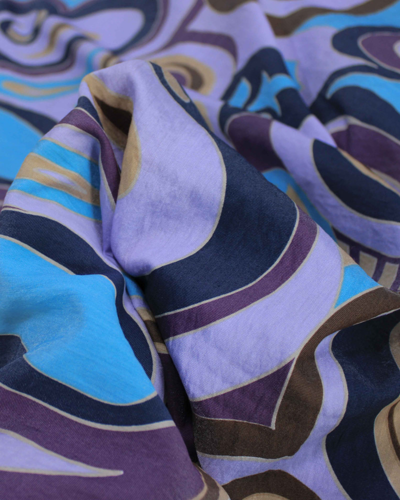 Tecido Viscose Mista com Poliamida Grosso Macro Cashmere Tons Frios e Lilás