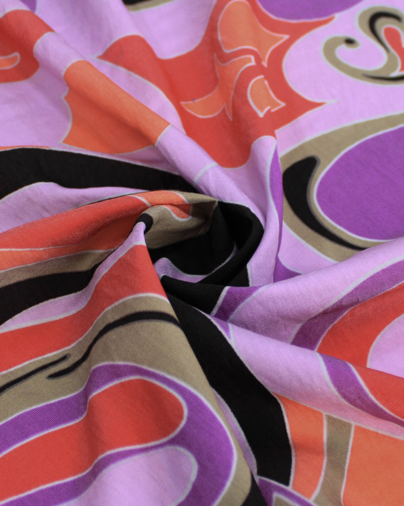 Tecido Viscose Mista com Poliamida Grosso Macro Cashmere Tons Quentes e Lilás