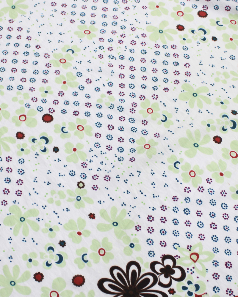 Tecido Viscose Mista com Poliamida Grosso Barrado Cashmere Floral Tons Terrosos e Branco