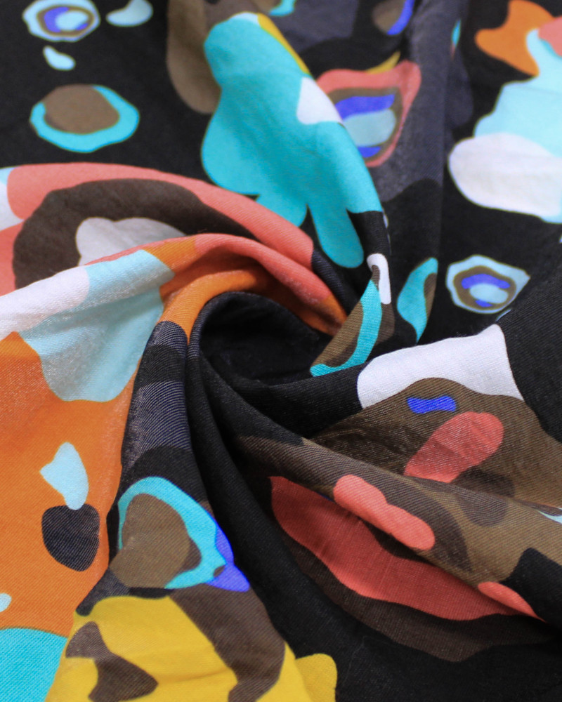 Tecido Viscose Mista com Poliamida Grosso Estampa Abstrata Colorido