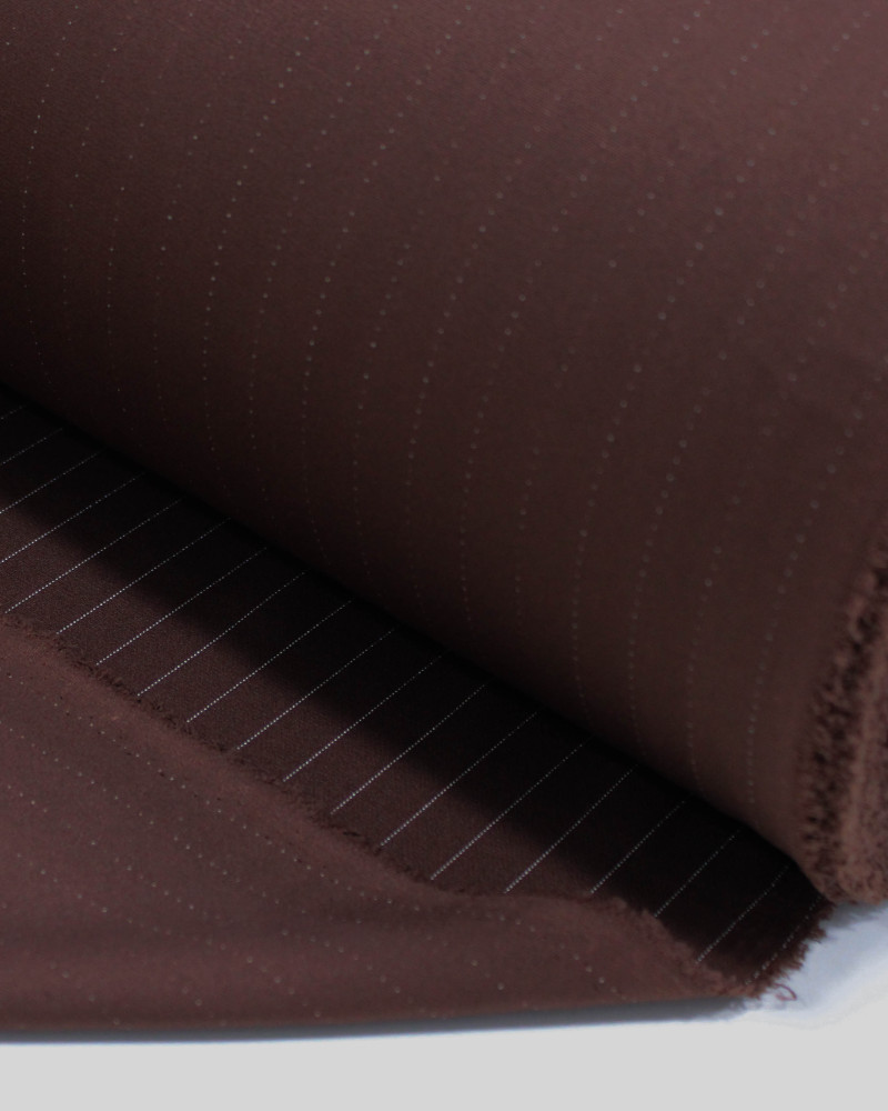Tecido Alfaiataria de Viscose Risca de Giz Branco e Marrom