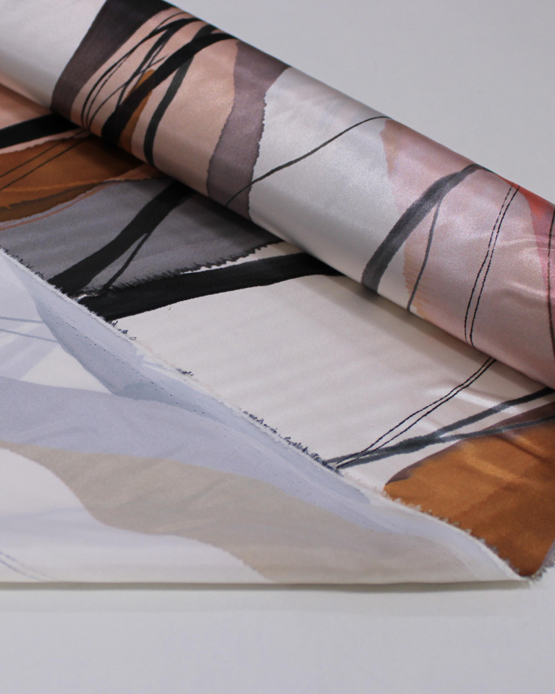 Tecido Crepe Silk Italiano Listras Onduladas Coloridas