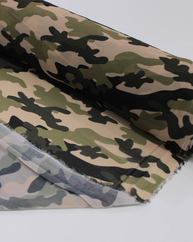 Tecido Crepe Chiffon Italiano Estampa Camuflada