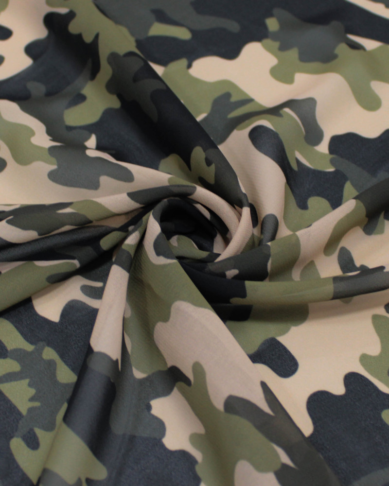 Tecido Crepe Chiffon Italiano Estampa Camuflada