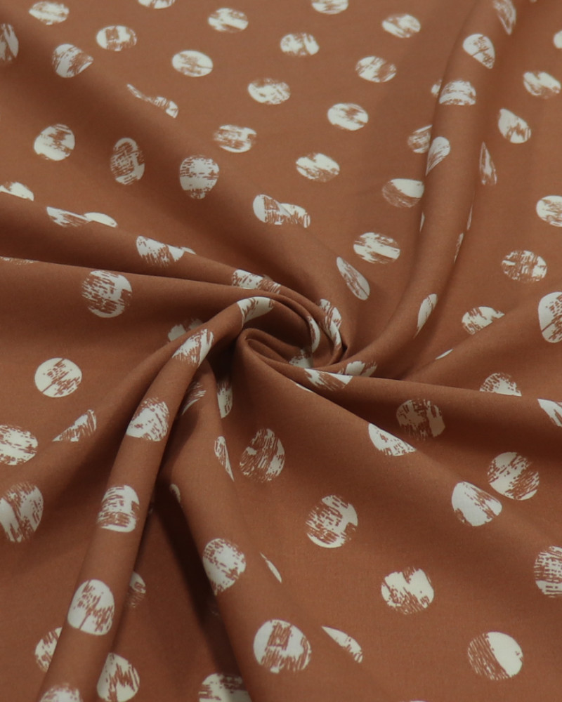 Tecido Viscose Poá Estampado Offwhite e Argila