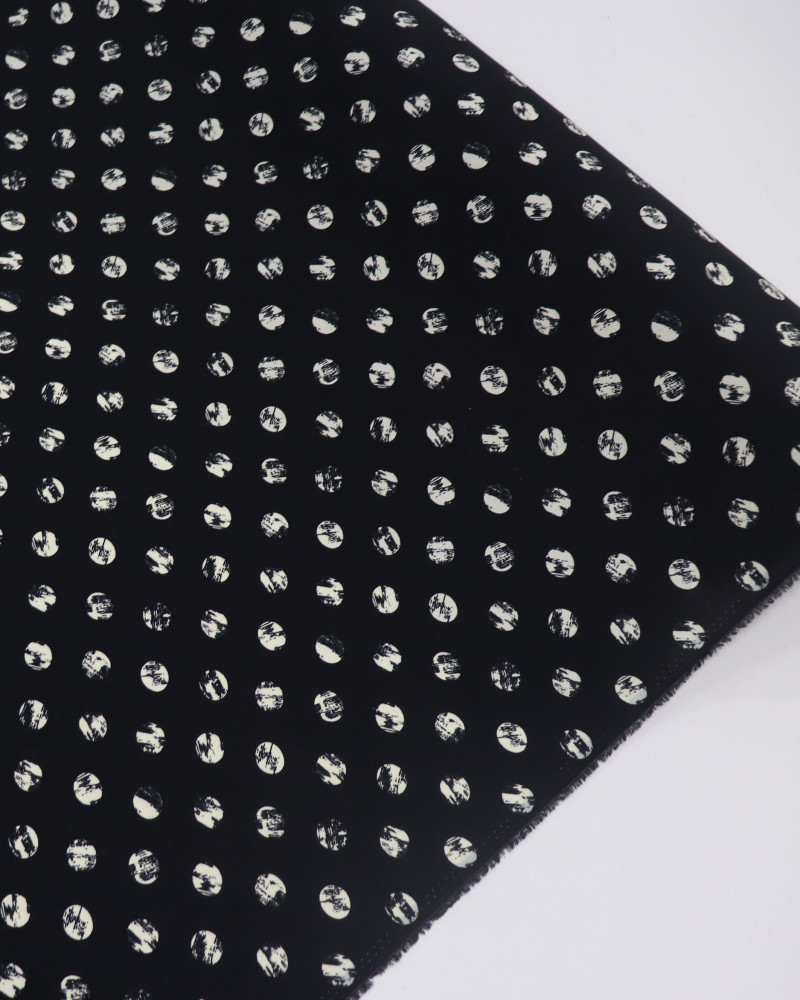 Tecido Viscose Poá Estampado Offwhite e Preto