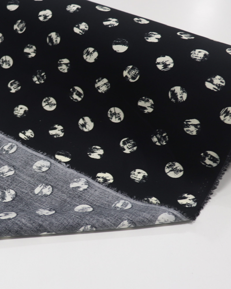 Tecido Viscose Poá Estampado Offwhite e Preto (3m)
