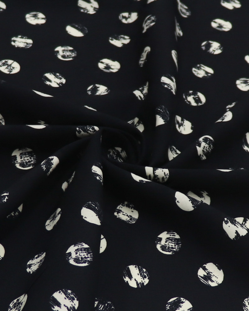Tecido Viscose Poá Estampado Offwhite e Preto (1.3m)