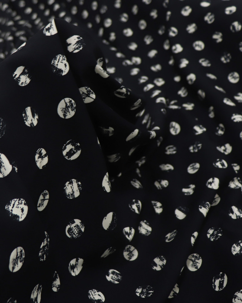 Tecido Viscose Poá Estampado Offwhite e Preto