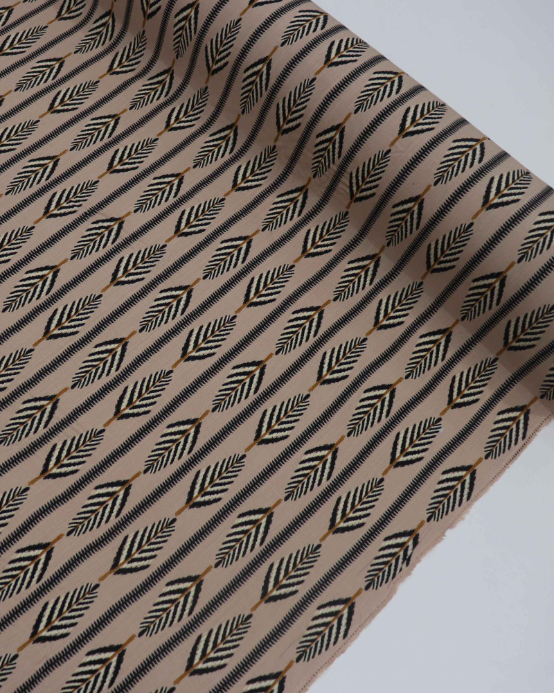 Tecido Viscose Texturizada Listrado Étnico Preto e Nude (3.4m)