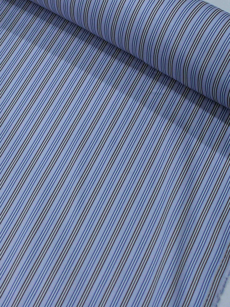 Tecido Tricoline Italiano Micro Listras Azul