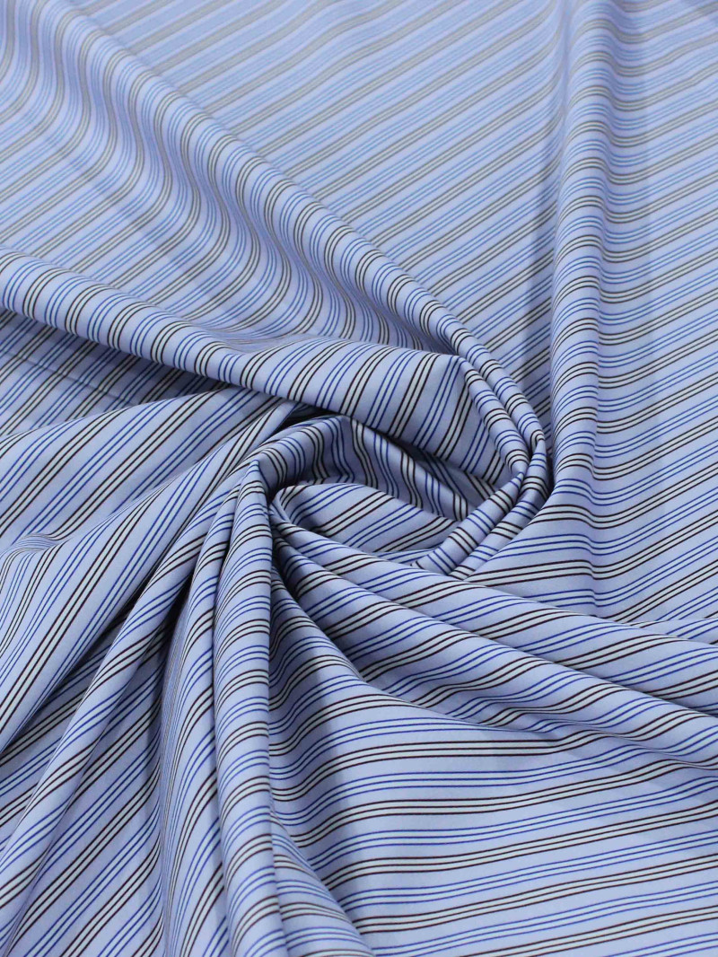 Tecido Tricoline Italiano Micro Listras Azul