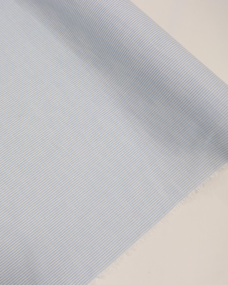 Tecido Tricoline Verano Flamê Listras Finas Branco e Azul
