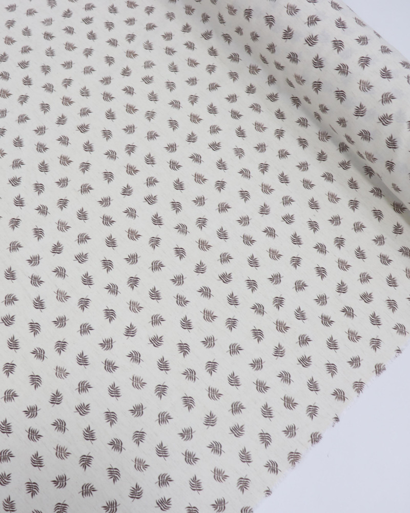 Tecido Linho Misto Camisaria Micro Ramos Marrom e Cru