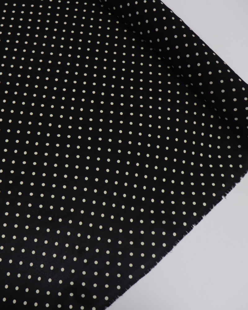 Tecido Crepe Chiffon Italiano Grosso Poá Creme e Preto