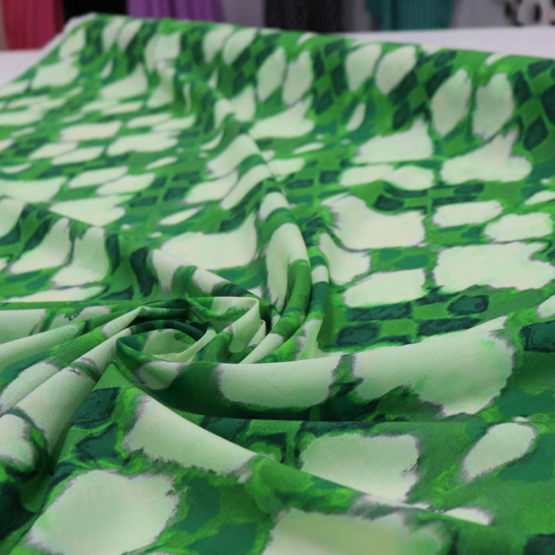 Tecido Cambraia de Algodão Italiana Abstrato Verde