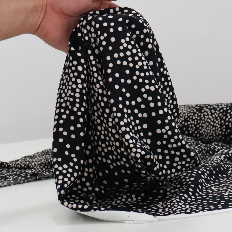 Tecido Viscose Italiana Micro Poá Nude e Preto