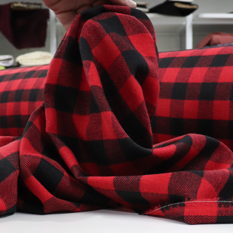 Tecido Flanela Mista Xadrez Quadriculado Preto e Vermelho