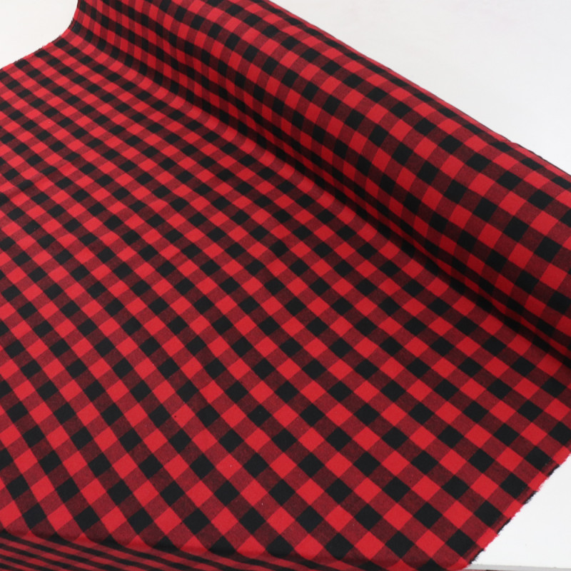 Tecido Flanela Mista Xadrez Quadriculado Preto e Vermelho