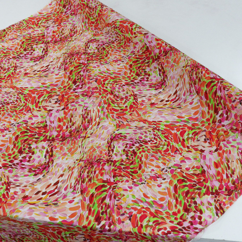 Tecido Viscose Italiana Poá Abstrato Colorido