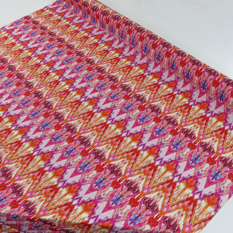 Tecido Viscose Italiana Multi Chevron Colorido