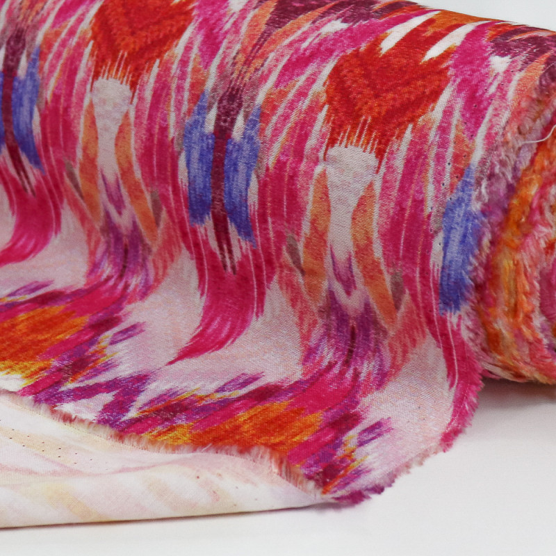 Tecido Viscose Italiana Multi Chevron Colorido