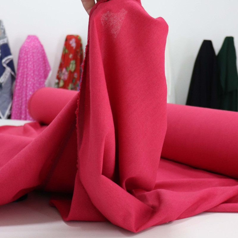 Tecido Linho Misto Rústico Rosa Viva Magenta