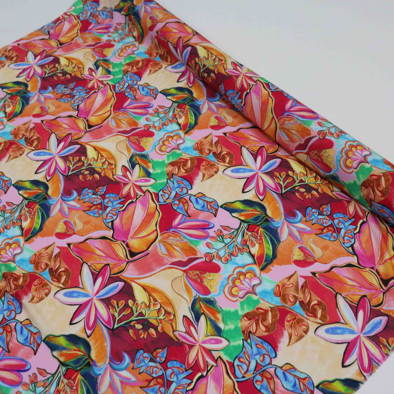 Tecido Viscose Italiana Floral Cores da Estação