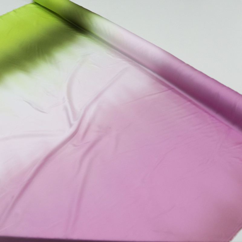 Tecido Crepe Silk Italiano Degradê Verde e Lavanda